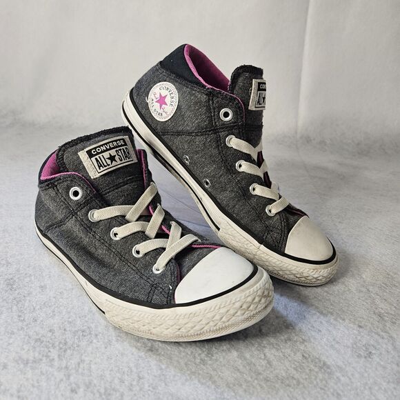 CONVERSE Grey All Star Junior Size 3 Chuck Taylor Purple Trim - Picture 1 of 7